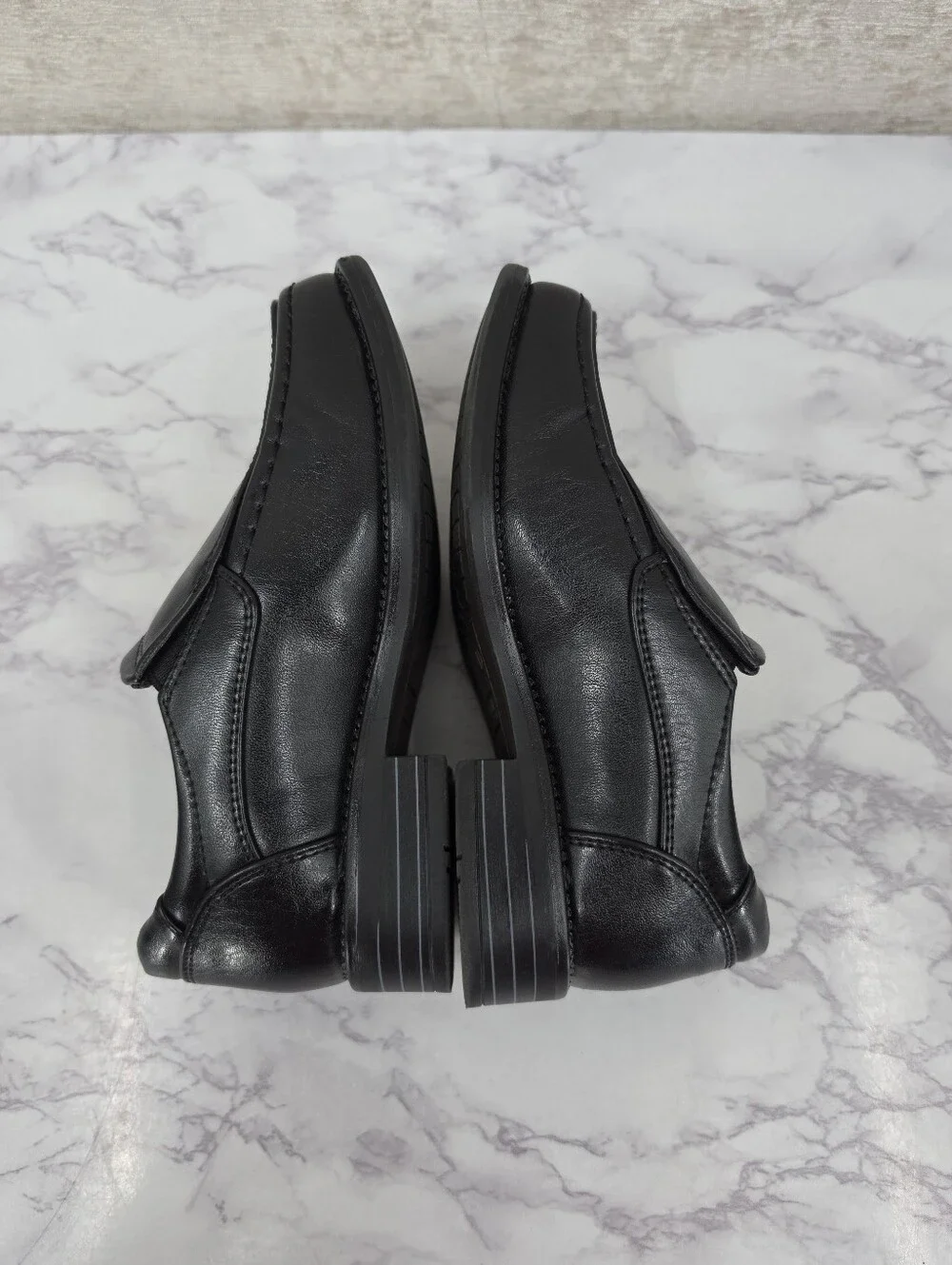 Robert David Black Faux Leather Slip-On Dress Shoes Boys Toddler Size 11 Wide